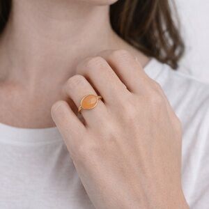 Spring Street Gold Ring with Orange Stone